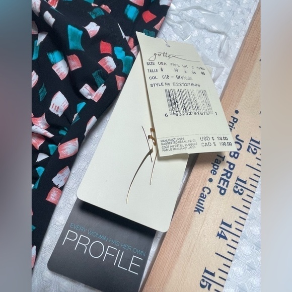 PROFILE BY GOTTEX Gin Fizz Swimsuit Halter Tankini Top 6 Black Multi Tie Neck - Picture 8 of 9